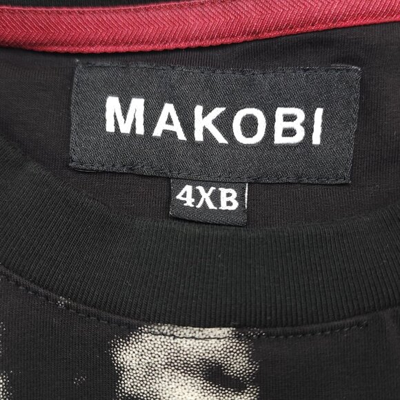 Makobi Mens Graphic Tee 4XB Black With Patches & Tie-Dye Accents Big & Tall - Picture 3 of 9